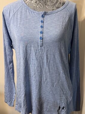 NWT Under Armour Athlete Recovery Sleepwear Lt Blue L/S Shirt Womens Size M $99
